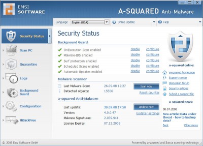 a-squared Anti-Malware 2.0 screenshot