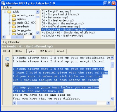 Abander MP3 Lyrics Extractor 1.0 screenshot