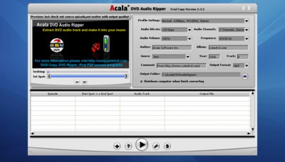 Acala DVD Audio Ripper 2.3.2 screenshot