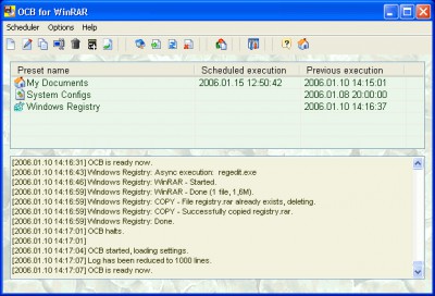 Acritum One-click BackUp for WinRAR 3.01 screenshot