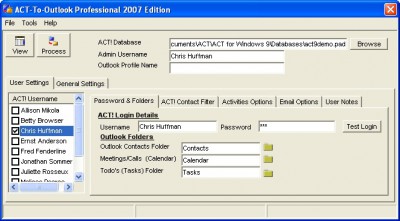 ACT-To-Outlook Professional - 2007 9.1 screenshot