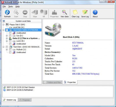 Active@ Kill Disk - Hard Drive Eraser 5.2 screenshot