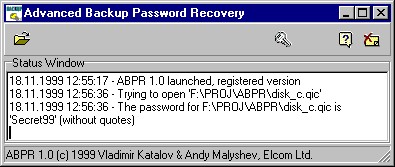 Advanced Backup Password Recovery 1.0 screenshot