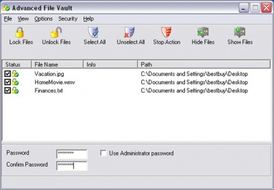 Advanced File Vault 1.03 screenshot