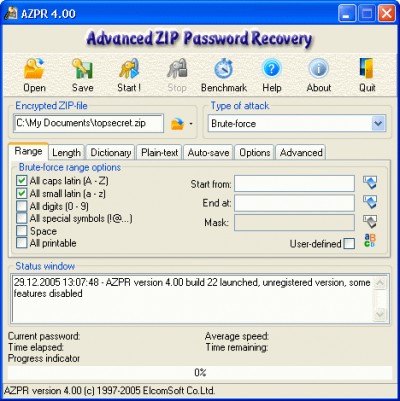 Advanced ZIP Password Recovery 4.54.55 screenshot