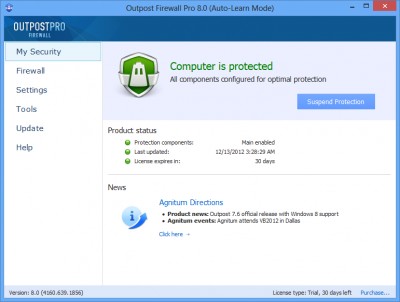 Agnitum Outpost Firewall Pro 9.2 screenshot