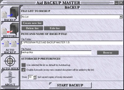 Aid Backup Master 2.3 screenshot