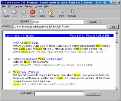 Arrow Search 2.0 screenshot