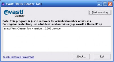 avast! Virus Cleaner 1.0.140 screenshot