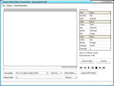 Avex iPod Video Converter 4.0 screenshot