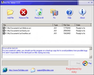 Avi Fix Repair Joiner 2.11 screenshot