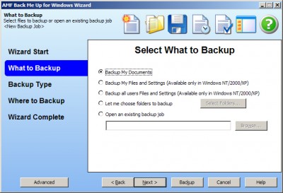 Back Me Up Backup Software 1.0 screenshot