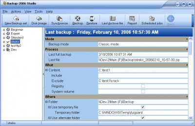 Backup2005 Pro 4.4.9.161 screenshot