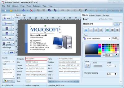 BusinessCards MX 3.26 screenshot