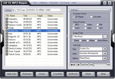 CD to MP3 Ripper 1.0 screenshot