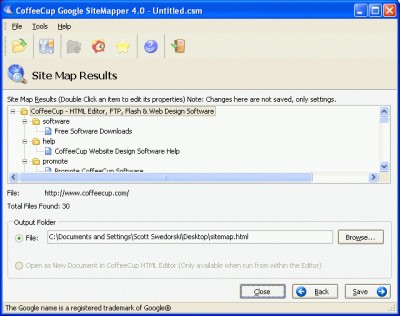 CoffeeCup Google SiteMapper 4.7 screenshot