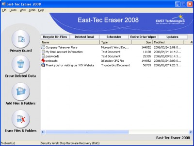 East-Tec Eraser 2007 8.5 screenshot