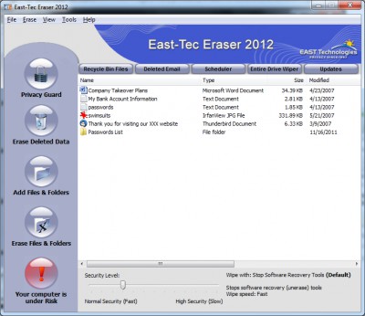 East-Tec Eraser 12.9.5 screenshot