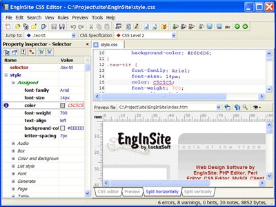 EngInSite CSS Editor 1.2 screenshot