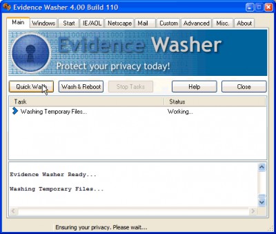 Evidence Washer 4.32 screenshot