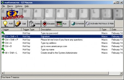 EZ Macros 5.0 screenshot