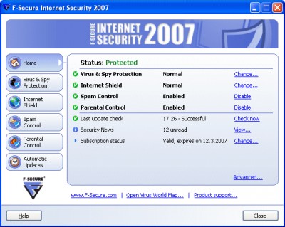 F-Secure Internet Security 2006 screenshot