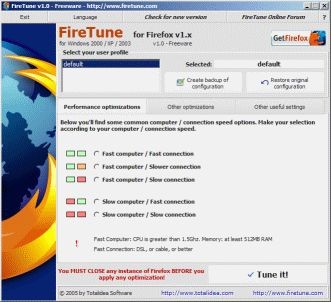 FireTune 1.10 screenshot