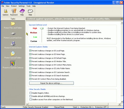 Folder Security Personal 2.50 screenshot