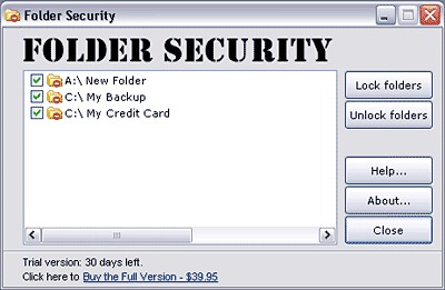 Folder Security 2.5 screenshot