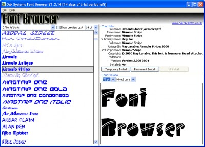 Font Browser 1.1.2 screenshot Font Browser 1.1.2 screenshot