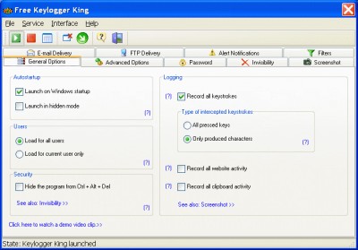 Free Keylogger King 1.3 screenshot