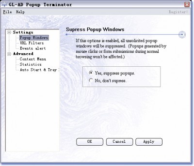 GL-AD Popup Terminator 1.81 screenshot