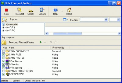 Hide Files And Folders 3.597 screenshot