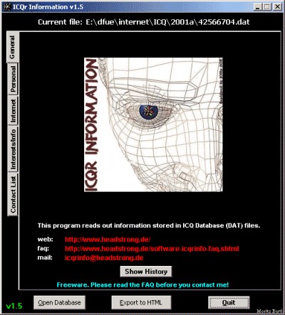 ICQr Information 1.3 screenshot