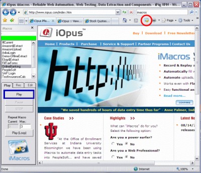 iMacros Web Automation and WebSite Testing 5.10 screenshot