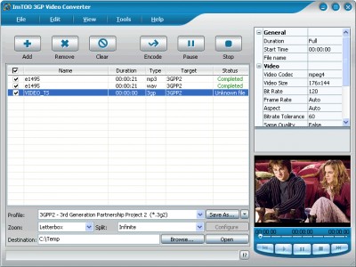 ImTOO 3GP Video Converter 2.1.44.502b screenshot