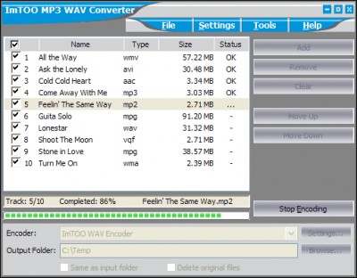 ImTOO MP3 WAV Converter 2.1.41.1025 screenshot