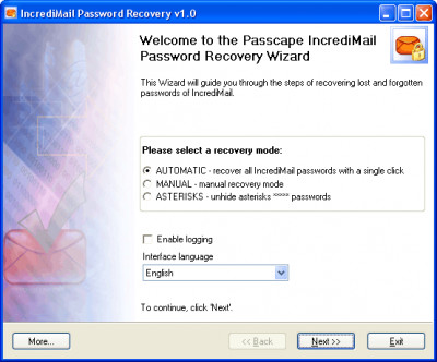 IncrediMail Password Recovery 1.6.0 screenshot