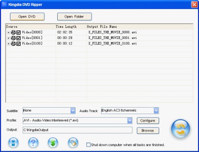 Kingdia DVD Ripper 3.0.4 screenshot