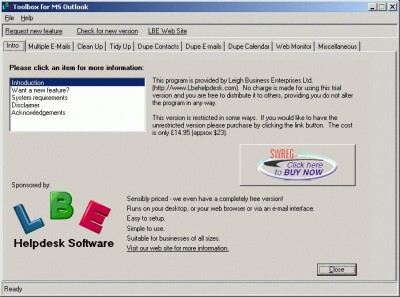 LBE Toolbox for MS Outlook 1.25 screenshot
