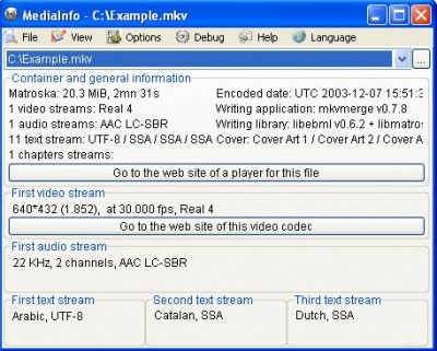 MediaInfo 0.7.4.4 screenshot