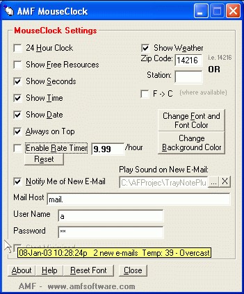 MouseClock 3.2 screenshot