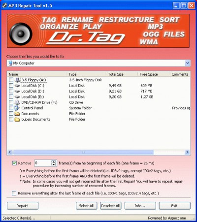 MP3 Repair Tool 1.0 screenshot