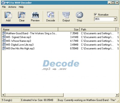 MP3 to WAV Decoder 2.5 screenshot