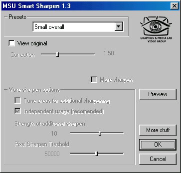 MSU Smart Sharpen for VirtualDub Video plugin 1.4 screenshot