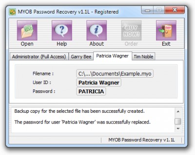 MYOB Password Recovery 1.1S screenshot