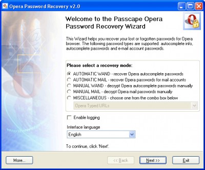 Opera Password Recovery 5.02 screenshot