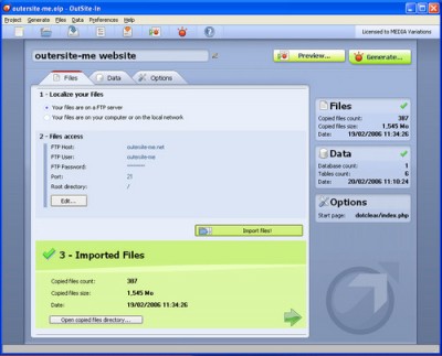 OutSite-In - Standard Edition 2.1 screenshot