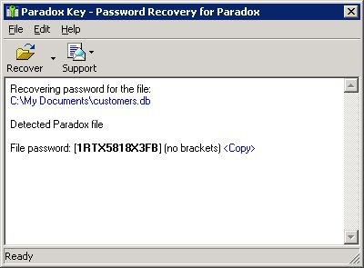 Paradox Password Recovery Key 4.0 screenshot
