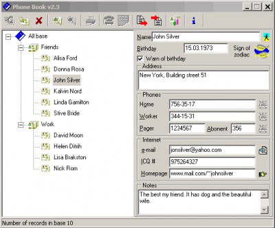 Phonebook 2.3 screenshot